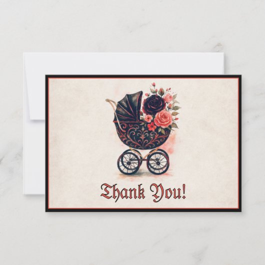 Halloween Vintage Stroller Baby Shower Bedankkaart (Voorkant)