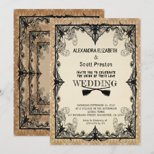 Halloween vintage trouwkaart kaart (Voorkant / Achterkant)