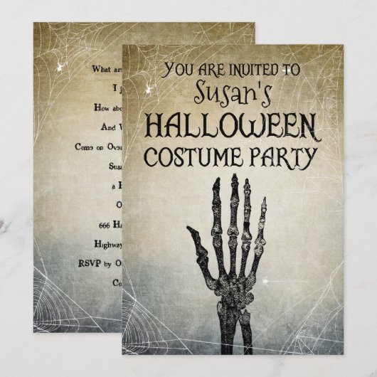 Halloween vintage verkleedfeest kaart (Voorkant / Achterkant)