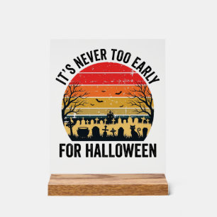 Halloween Vintage Zonsondergang Kerkhof Kat Vector Acryl Bord
