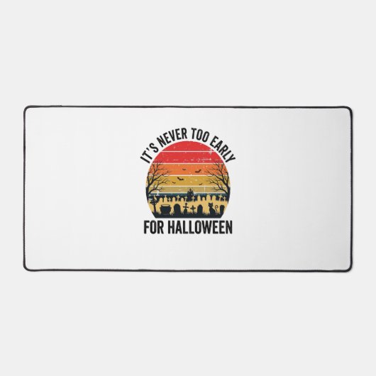 Halloween Vintage Zonsondergang Kerkhof Kat Vector Bureaumat (Voorkant)