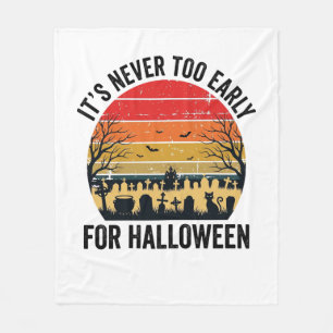 Halloween Vintage Zonsondergang Kerkhof Kat Vector Fleece Deken
