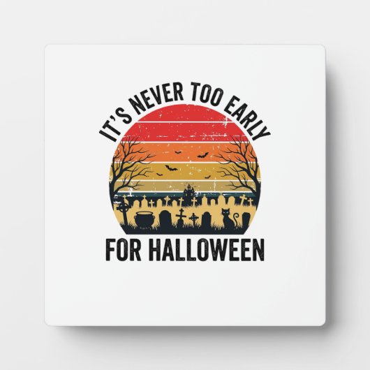 Halloween Vintage Zonsondergang Kerkhof Kat Vector Fotoplaat (Voorkant)