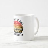 Halloween Vintage Zonsondergang Kerkhof Kat Vector Koffiemok (Voorkant rechts)
