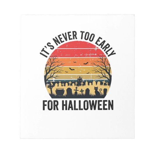 Halloween Vintage Zonsondergang Kerkhof Kat Vector Notitieblok (Voorkant)