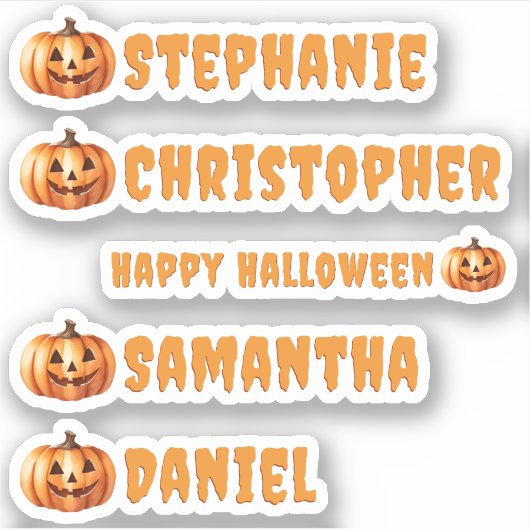 Halloween Vinyl Uitsnijding Naam Etiketten - Geper Sticker (Voorkant)