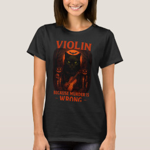 Halloween Viool Kat Kostuum Grappige Puns Griezeli T-shirt