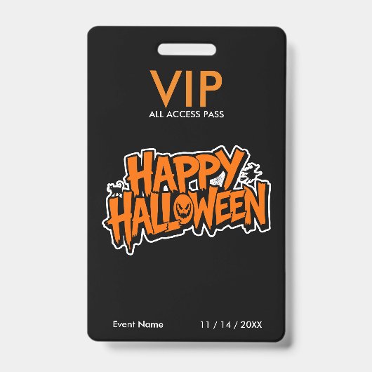 Halloween VIP-pas – All Access-feestpas Badge (Voorzijde)