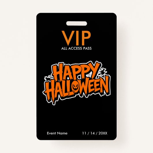 Halloween VIP-pas – All Access-feestpas Badge (Achterkant)