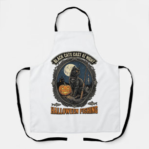 Halloween Vissen Kat Vintage Pompoen Design_1 Schort