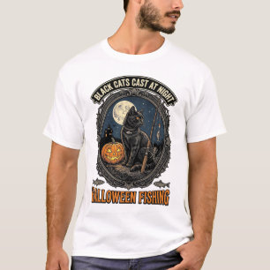Halloween Vissen Kat Vintage Pompoen Design_1 T-shirt