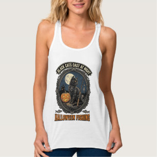 Halloween Vissen Kat Vintage Pompoen Design_1 Tanktop