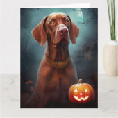 Halloween Vizsla met pompoenen eng Kaart (Voorkant)