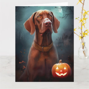Halloween Vizsla met pompoenen Kaart