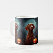 Halloween Vizsla met pompoenen Koffiemok (Voorkant links)