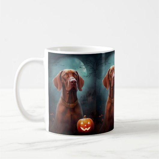 Halloween Vizsla met pompoenen Koffiemok (Links)