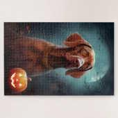 Halloween Vizsla met pompoenen Legpuzzel (Horizontaal)