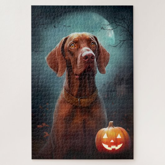 Halloween Vizsla met pompoenen Legpuzzel (Verticaal)