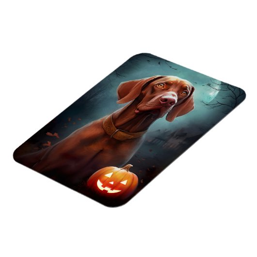 Halloween Vizsla met pompoenen Magneet (Linkerzijde)