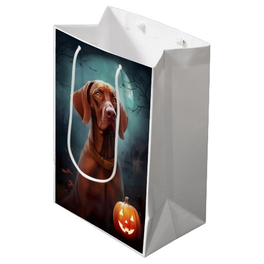 Halloween Vizsla met pompoenen Medium Cadeauzakje (Voorkant Gekanteld)