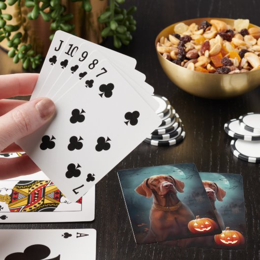 Halloween Vizsla met pompoenen Pokerkaarten (Insitu)