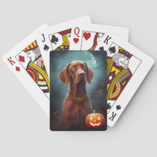 Halloween Vizsla met pompoenen Pokerkaarten