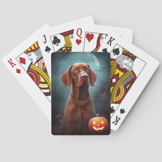 Halloween Vizsla met pompoenen Pokerkaarten (Achterkant)