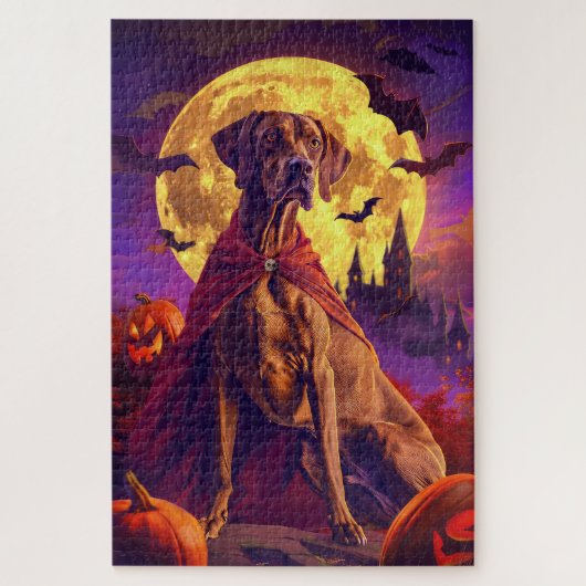 Halloween Vizsla Vampire Pumpkins eng Legpuzzel (Verticaal)