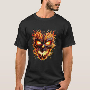 Halloween Vlammend Vuur Inferno Enge Schedel T Shi T-shirt