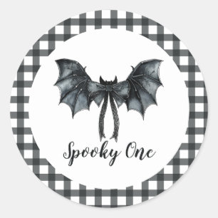 Halloween Vleermuis Boog Spoky Eén 1e Verjaardag Ronde Sticker