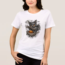 Halloween-vleermuis die takken draagt om een knus Tri-Blend shirt