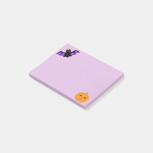 Halloween vleermuis en pompoen post-it® notes (Schuin)