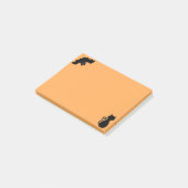 Halloween-vleermuis en zwarte kat op oranje post-it® notes (Schuin)