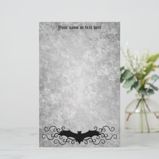 Halloween vleermuis met jouw naam grungy Briefpapier (Staand voorkant)