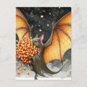 Halloween Vleermuis Met Snoep Briefkaart (Voorkant)