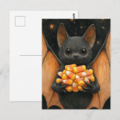 Halloween Vleermuis Met Snoep Briefkaart (Voorkant / Achterkant)