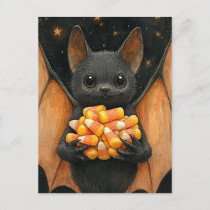 Halloween Vleermuis Met Snoep Briefkaart