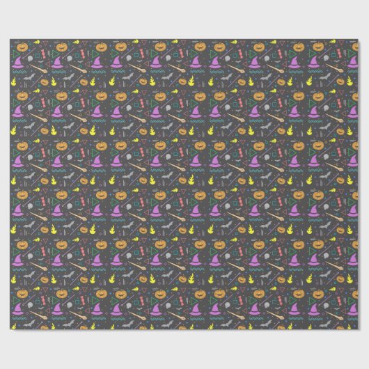 Halloween vleermuis minimalistische pompoen patroo cadeaupapier (Vlak)