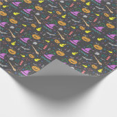 Halloween vleermuis minimalistische pompoen patroo cadeaupapier (Hoek)