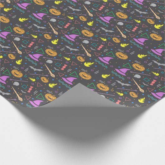Halloween vleermuis minimalistische pompoen patroo cadeaupapier (Hoek)