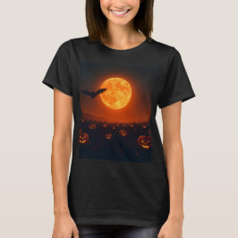 Halloween vleermuis over velden 🌕 t-shirt