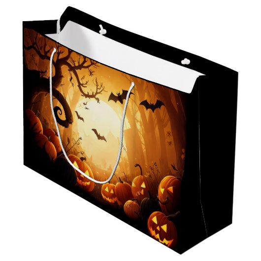 Halloween/vleermuis/pompoen/Herfst Groot Cadeauzakje (Voorkant Gekanteld)