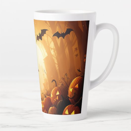 Halloween/vleermuis/pompoen/Herfst Latte Mok (Rechts)