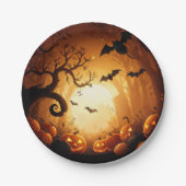 Halloween/vleermuis/pompoen/Herfst Papieren Bordje (Voorkant)