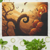 Halloween/vleermuis/pompoen/Herfst Theedoek (Gevouwen)