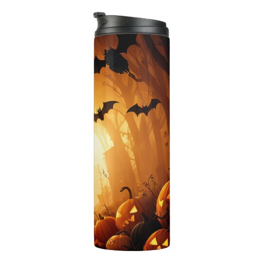 Halloween/vleermuis/pompoen/Herfst Thermosbeker (Geroteerd rechts)
