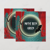 Halloween vleermuis rood zwart blauw kaart (Voorkant / Achterkant)