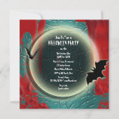 Halloween vleermuis rood zwart blauw kaart (Achterkant)