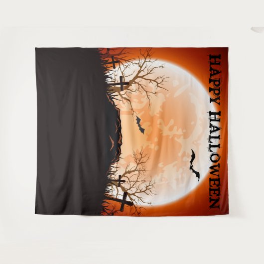 Halloween Vleermuis Sociale Kerkhof Foto Achtergro Wandkleed (Voorkant (horizontaal))