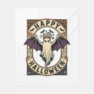 Halloween Vleermuis Spook Vintage Gravure Shirt_1 Fleece Deken